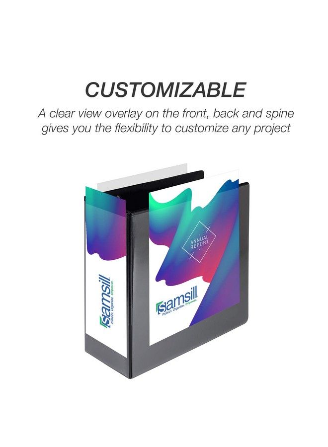 Samsill Durable 5 Inch Binder Made In The Usa Locking D Ring Customizable Clear View Binder Black 2 Pack Each Holds 1050 Pages - Image 3