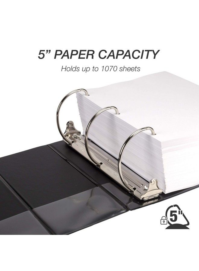 Samsill Durable 5 Inch Binder Made In The Usa Locking D Ring Customizable Clear View Binder Black 2 Pack Each Holds 1050 Pages - Image 4