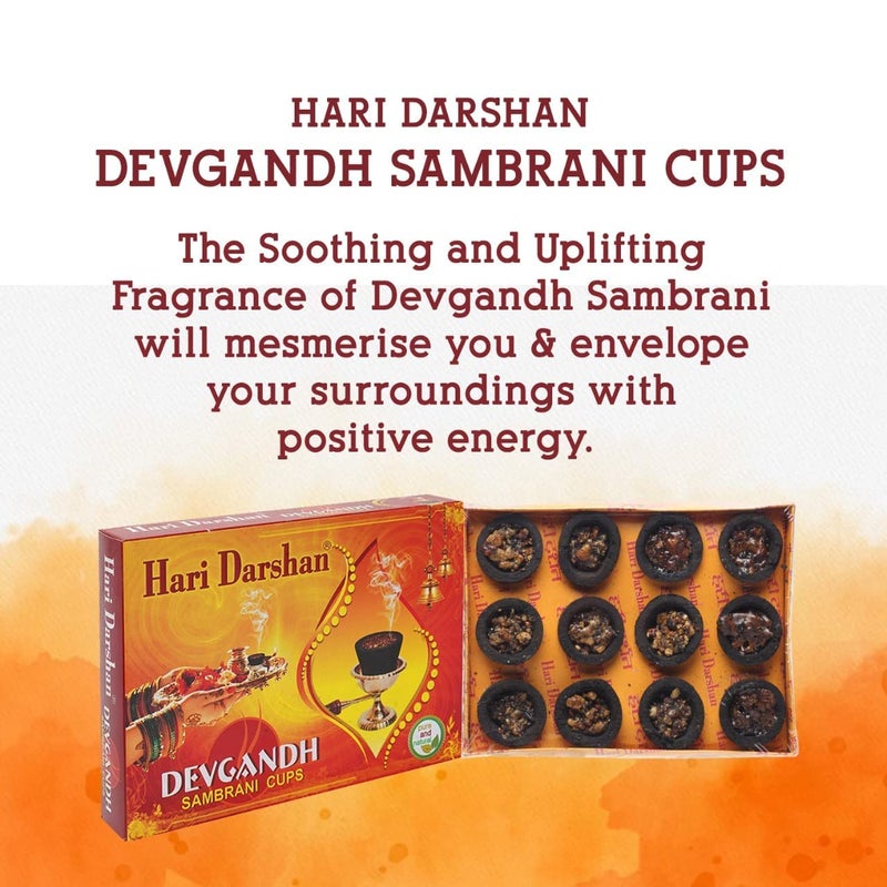 Hari Darshan Combo Sambrani Cup 36 Cups Devgandh Sambrani CupCow Dung Dhoop Guggal Loban Dhoop for Pooja HavanPack of 3 12 Cups Each 1 Burner PlatePack - Image 2