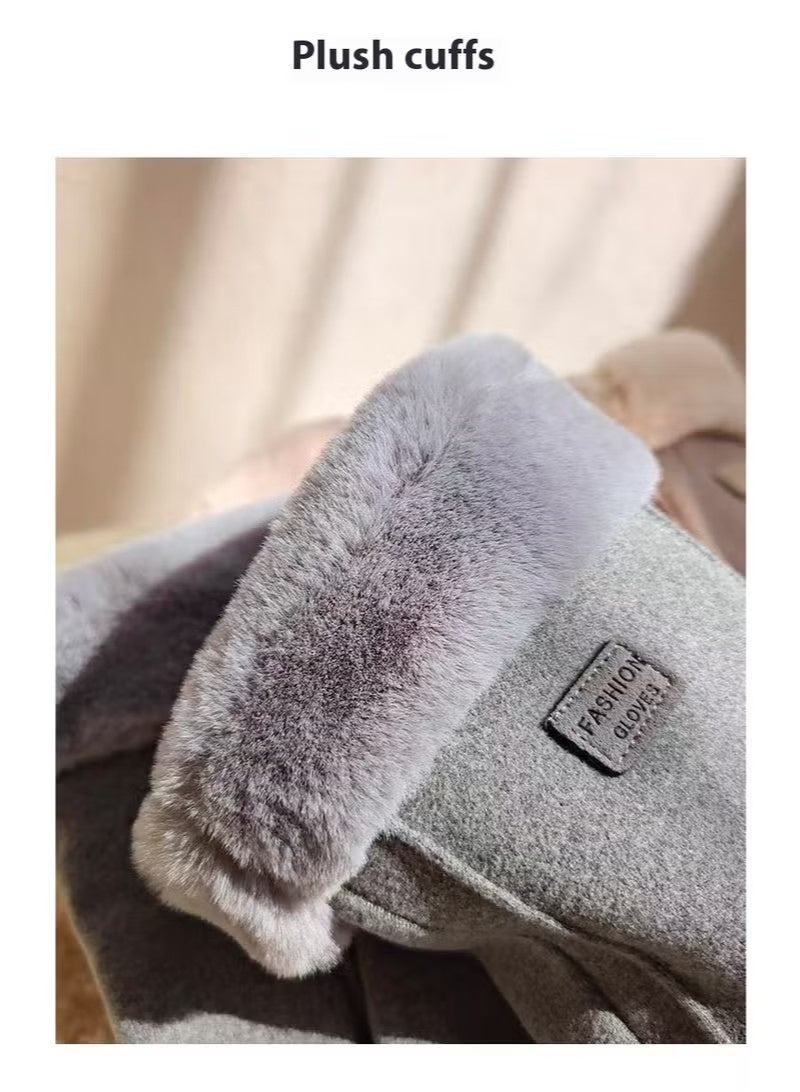 Winter Warm Touch Screen Gloves for Women – Thick Fleece Lined Suede Gloves, Windproof Thermal Gloves for Outdoor Cycling, Driving & Daily Wear - Image 5