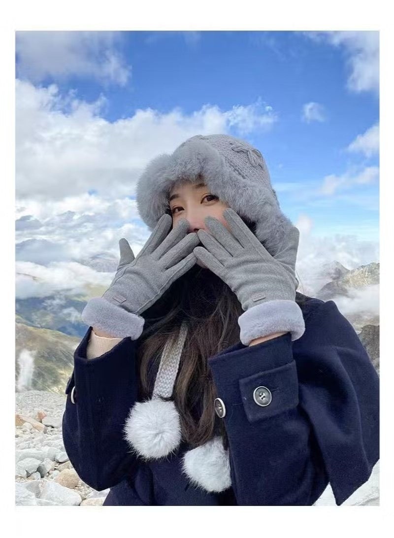 Winter Warm Touch Screen Gloves for Women – Thick Fleece Lined Suede Gloves, Windproof Thermal Gloves for Outdoor Cycling, Driving & Daily Wear - Image 4