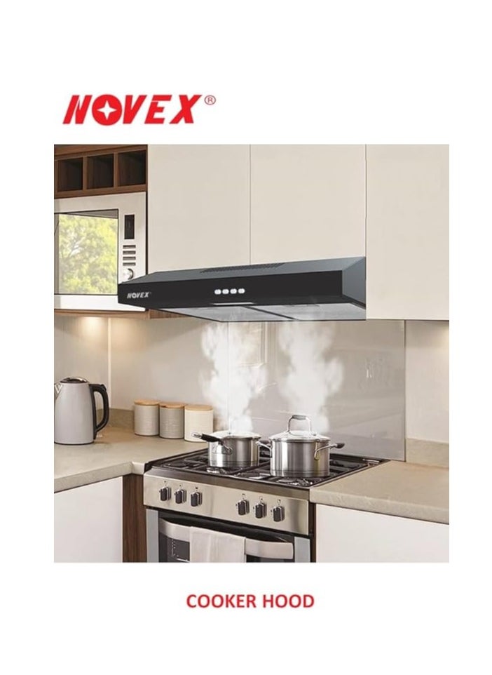 NOVEX - 90Cm Black Visor Cooker Hood 900Mm Wall Mounted Kitchen Extractor Fan - Image 1