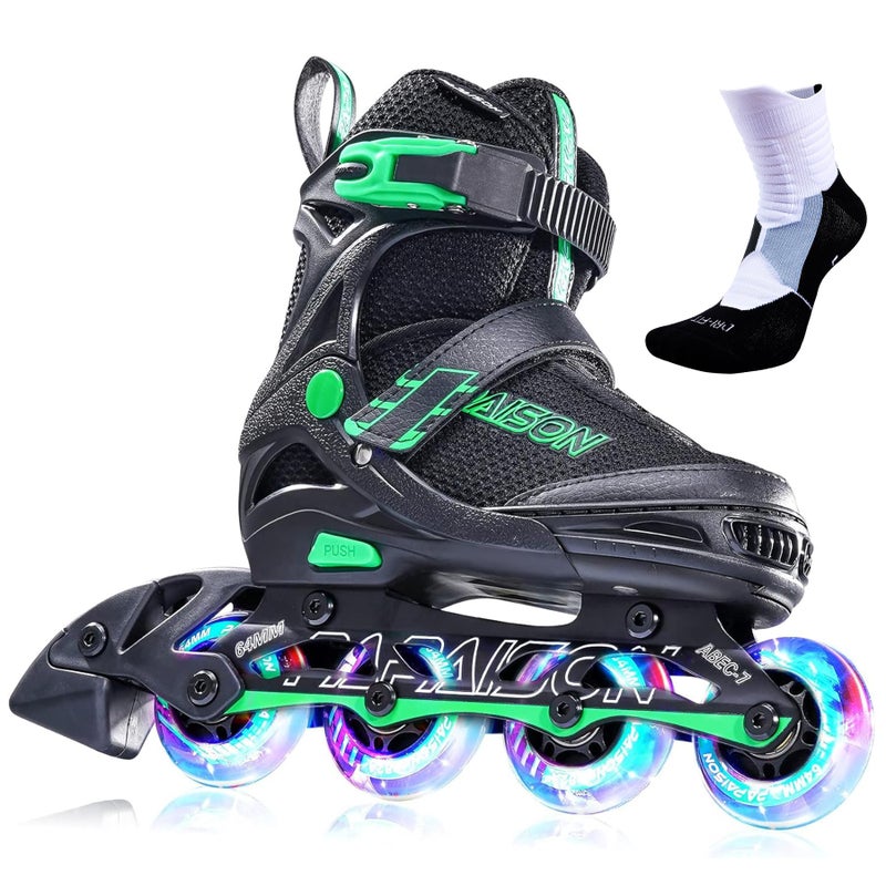PAPAISON Adjustable Inline Skates for Kids and Adults with Full Light Up Wheels Outdoor Roller Skates for Girls and Boys Men and Women