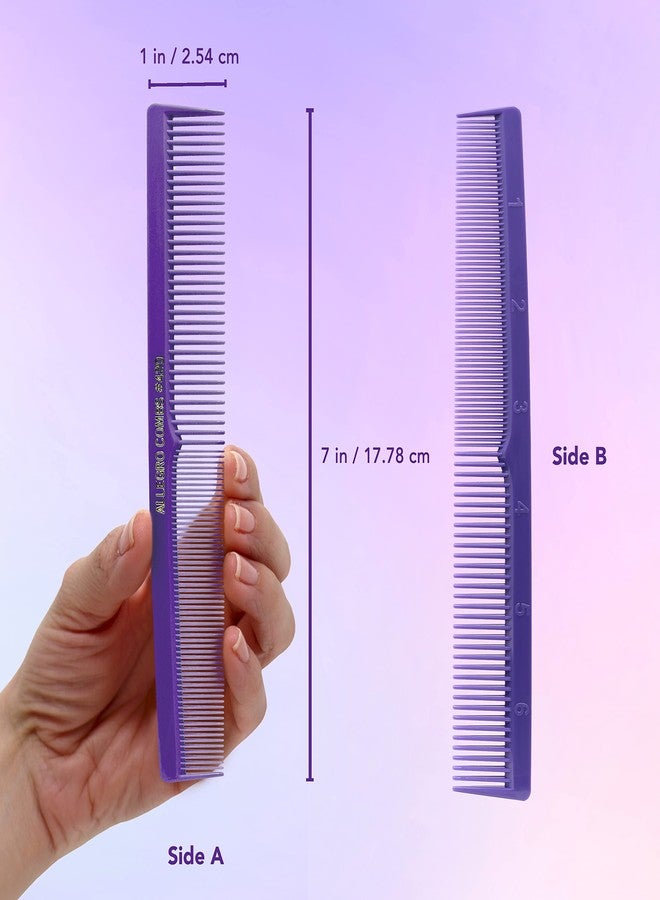Allegro Combs 420 Hair Stylist and Barbers set hair cutting combs USA 6 Pc. (Purple) - Image 2