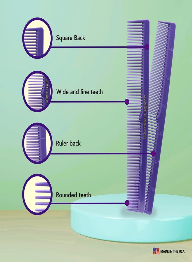 Allegro Combs 420 Hair Stylist and Barbers set hair cutting combs USA 6 Pc. (Purple) - Image 4