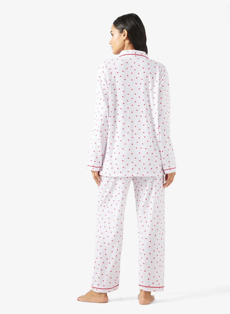 Ginger Cotton Button Up Shirt & Pyjama Set
