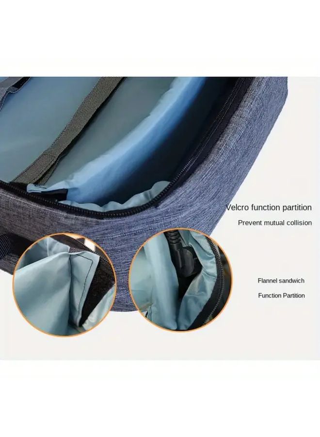 Grey Projector Storage Bag Multi Pocket Organization Sturdy Handles Durable Fabric Portable Carrying Case For Projectors Laptops Electronics Accessories - Image 5