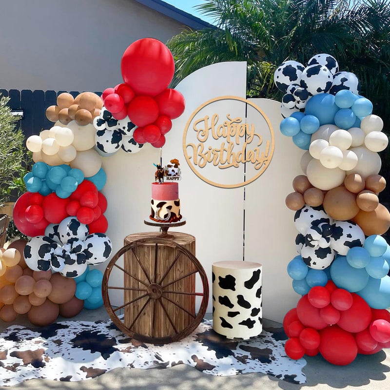 XIPEGPA 158 PCS Red Blue Cow Balloons Arch Garland Kit Cow Party Decorations for Baby Shower Birthday Farm Western Theme Party Supplies Decorations - Image 3