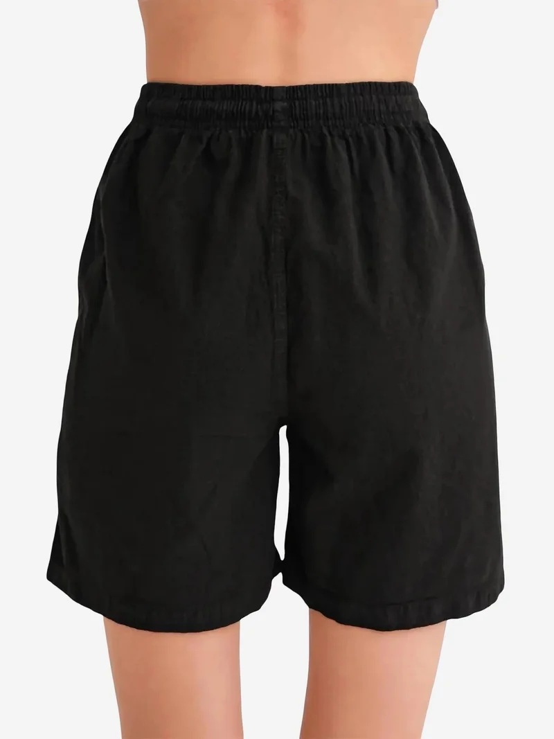 MixRay Black Mixray High Waist Cotton Drawstring Mini Shorts for Women | Best Price UAE