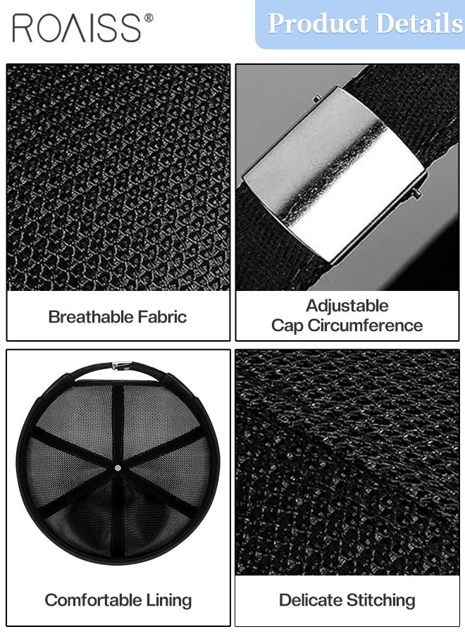 roaiss 2 Pcs Summer Men Women Brimless Beanie Caps Adjustable Vintage Style Cap Hip-hop Hat Casual Fashion Outdoor Breathable Mesh Hat with Rolled Cuff - Image 3