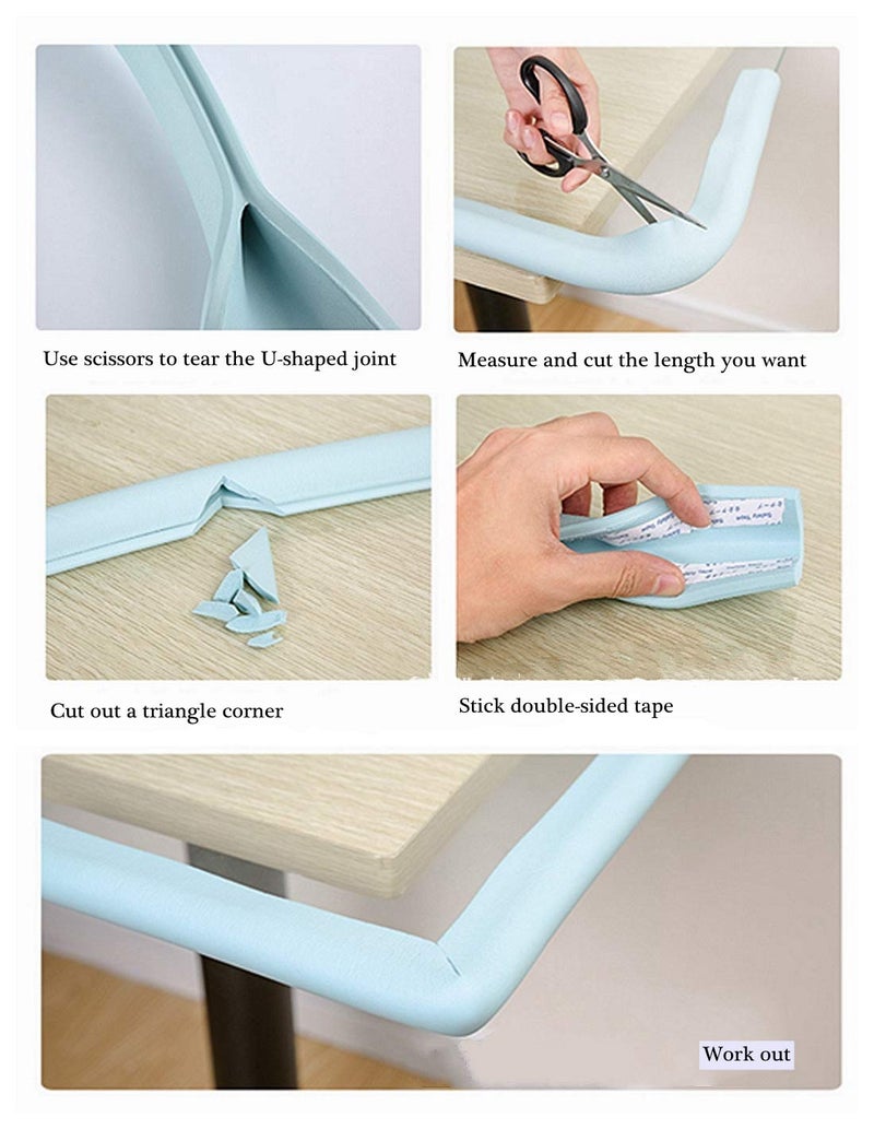 M2cbridge U Shape Extra Thick Furniture Table Edge Protectors Foam Baby Safety Bumper Guard 6.5 Ft (Green) - Image 5