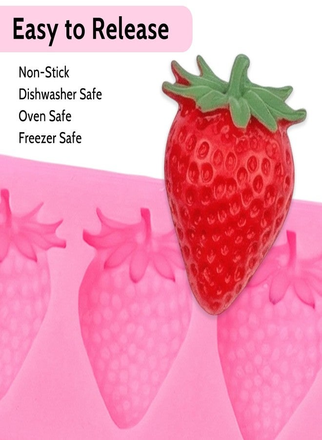 Sdfvsdg 5PCS Strawberry Fondant Molds Silicone 3D Strawberry Bow Fondant Molds Fruit Baking Mold for Chocolate Candy Candle Clay Cake Decorating Cupcake Topper - Image 4