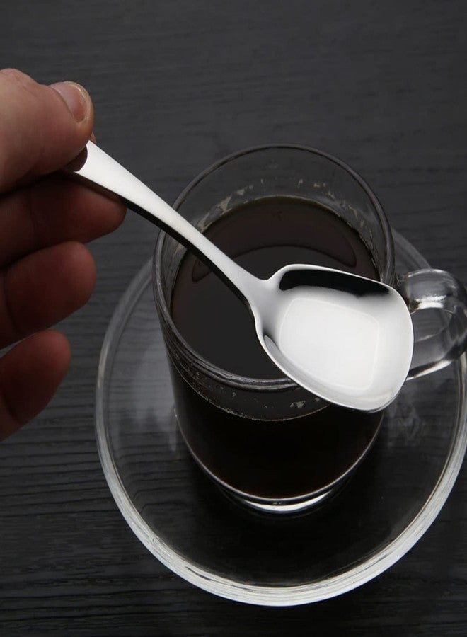 Mockery Stainless Steel Square Flat Spoon Coffee Spoon Dessert Spoon Ice Cream Shovel Retro Cute Square Head Spoon Kitchen Gadget Tableware Square Long Spoon Iced Tea Spoon (Pack of 4, Small) - Image 4