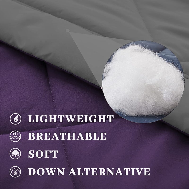 HANUMANT Comforter Single Bed OR Double Bed 340 GSM Blanket AC Comforter Single Bed OR Double Bed Quilt AC Blanket Dohar Reversible Microfibre Polyester Purpl Gray Double Bed - Image 5