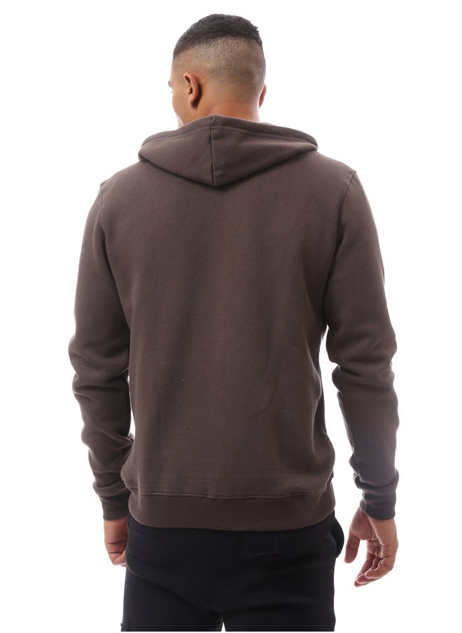 RAVIN - Brown Fly Zipper Solid Sweat Shirt - Image 1