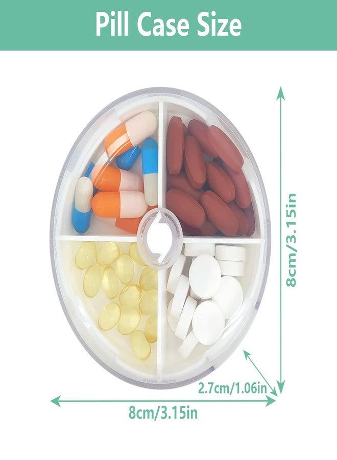 INVODA Pill Organizer Portable Travel Pill Box Round Rotatable Pill Case 4 Large Compartments Medicine Organizer for Vitamin Fish Oil Pills Supplements (White - Image 5