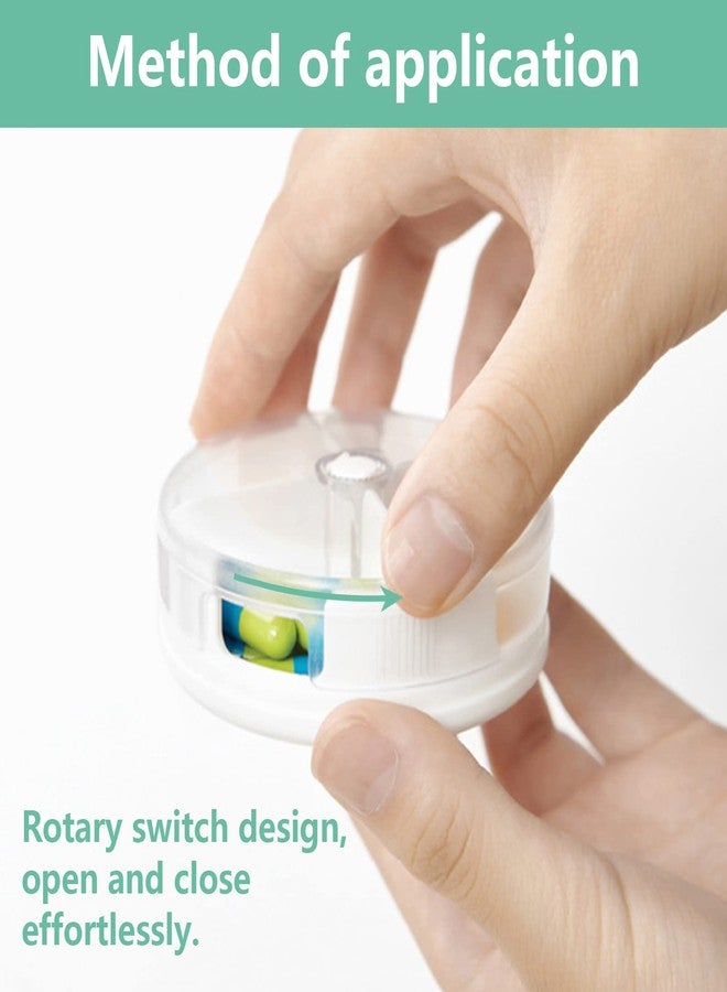 INVODA Pill Organizer Portable Travel Pill Box Round Rotatable Pill Case 4 Large Compartments Medicine Organizer for Vitamin Fish Oil Pills Supplements (White - Image 3