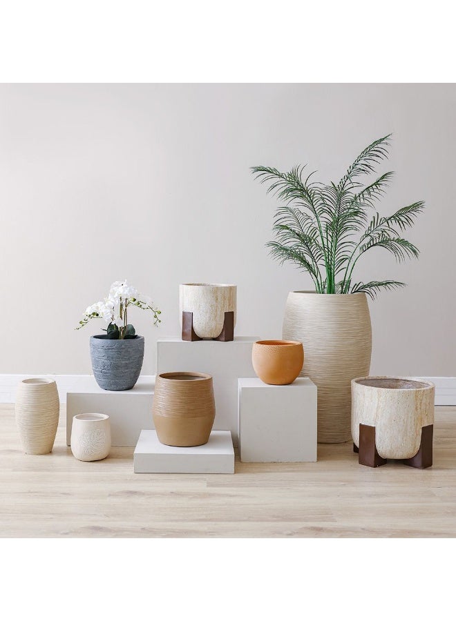 DANUBE HOME Mid-Size Fibre Clay Pot with Stylish Stand – Lightweight & Weather-Resistant, Raised Planter for Indoor Living, Balcony Gardens & Modern Interiors – 34×34×31.5 cm - Image 5