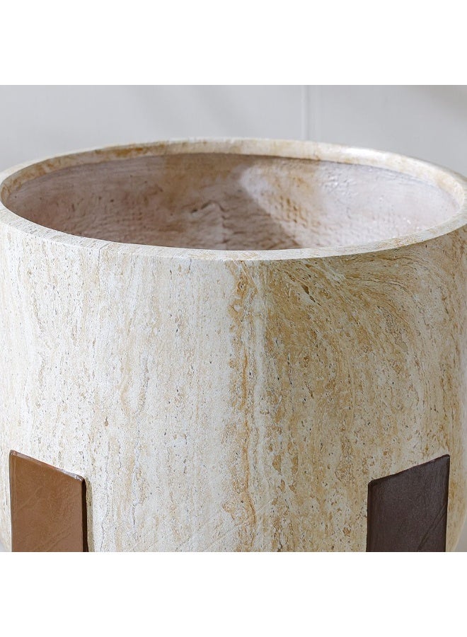 DANUBE HOME Mid-Size Fibre Clay Pot with Stylish Stand – Lightweight & Weather-Resistant, Raised Planter for Indoor Living, Balcony Gardens & Modern Interiors – 34×34×31.5 cm - Image 3