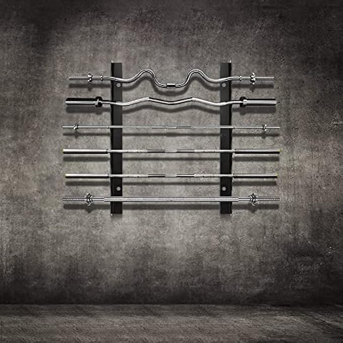rayihni Olympic Barbell Rack Bar Storage, Weight Rod Holder, Barbell Storage, Horizontal Barbell Wall Mount Bar Plate Storage Rack, Holds 5 Barbells, Holds - Image 3