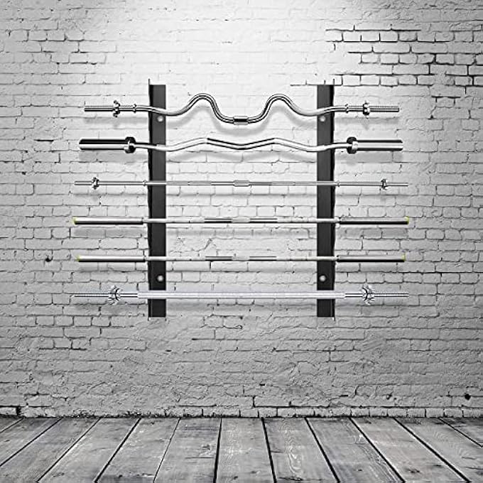 rayihni Olympic Barbell Rack Bar Storage, Weight Rod Holder, Barbell Storage, Horizontal Barbell Wall Mount Bar Plate Storage Rack, Holds 5 Barbells, Holds - Image 1