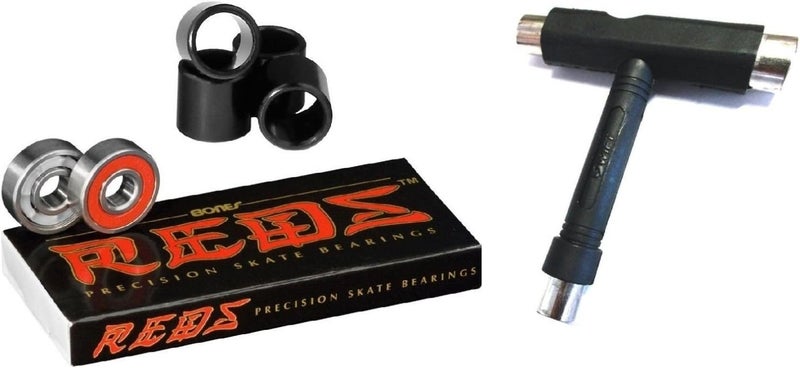 Bones Bearings Reds Bearings (8 Pack w/ Spacers & Washers & T-Tool) - Image 2