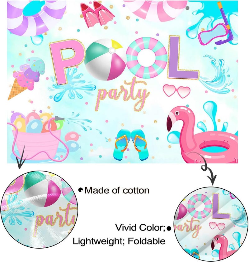 Al Raied ARS Pool Party Backdrop Summer Banner - 5x3 Feet for Beach Themed Party Decorations - Image 2