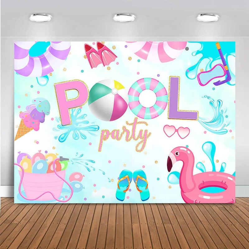 Al Raied ARS Pool Party Backdrop Summer Banner - 5x3 Feet for Beach Themed Party Decorations - Image 1