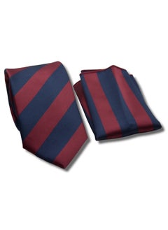 Marco Capelli Necktie With Napkin Box For Men Burgundy-Navy T17  - Image 1