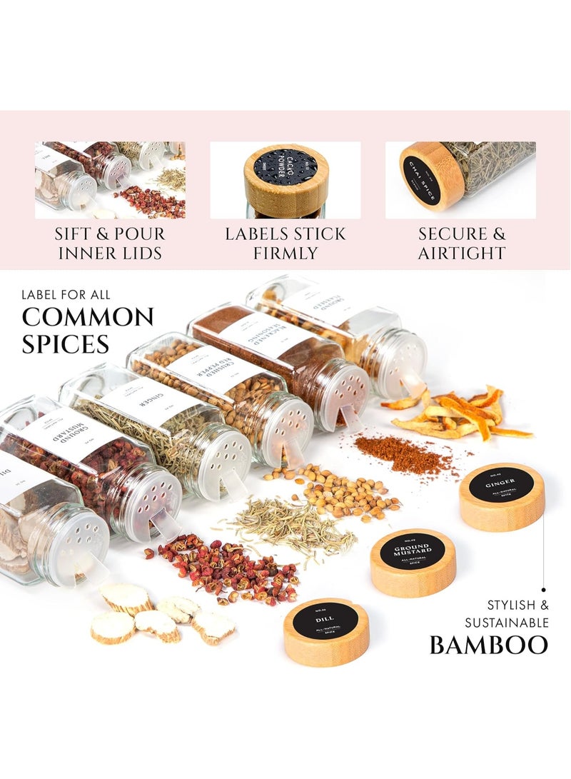 YelaJoy 24PCS Glass Spice Jars with Bamboo Lids, Collapsible Funnel and inimalist Farmhouse Spice Labels Stickers,  4 oz Glass Spice Jars for Spice Racks, Pantry, Cupboard - Image 4