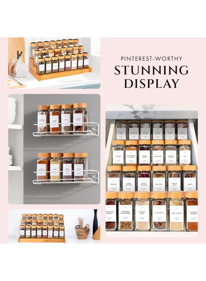 YelaJoy 24PCS Glass Spice Jars with Bamboo Lids, Collapsible Funnel and inimalist Farmhouse Spice Labels Stickers,  4 oz Glass Spice Jars for Spice Racks, Pantry, Cupboard - Image 5