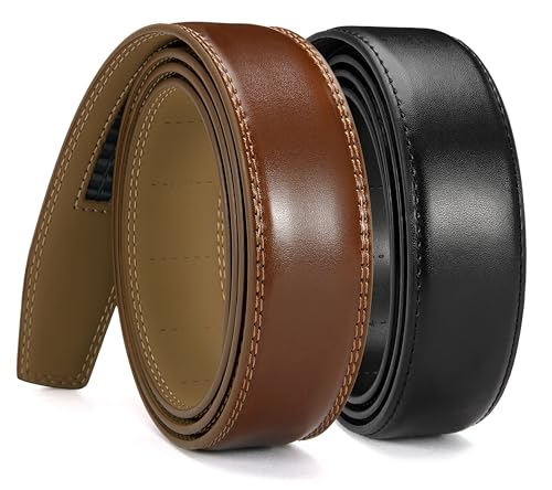 CHAOREN Ratchet Belt Replacement Strap 1 3/8”, Leather Belt Strap for 40MM Slide Click Buckle - Image 1