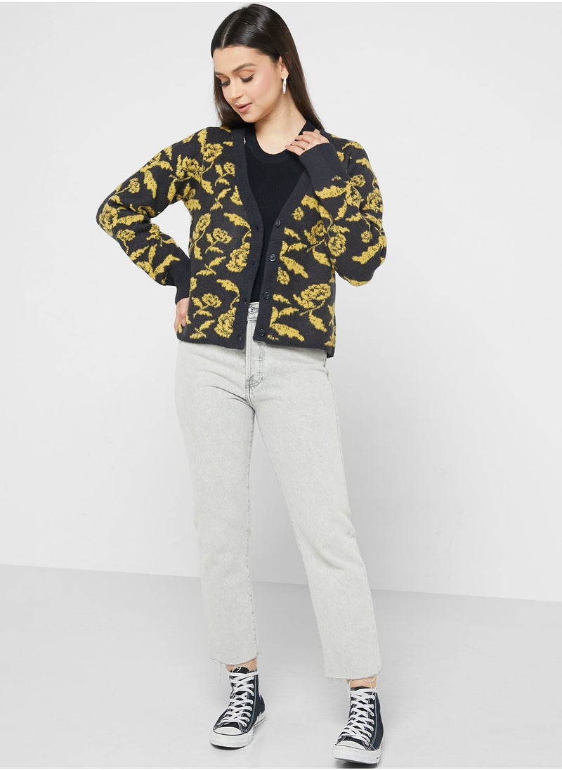 VERO MODA - Floral Print Knitted Cardigan - Image 1