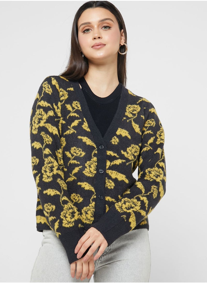 VERO MODA - Floral Print Knitted Cardigan - Image 1