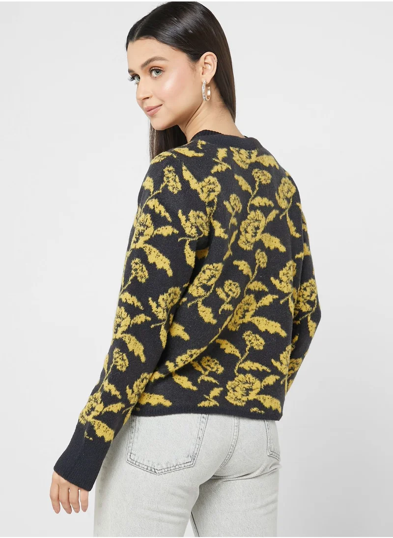 VERO MODA Floral Print Knitted Cardigan