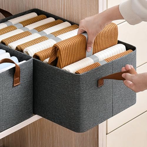 AZARIA Wardrobe Organizer for Clothes with Metal Frame Rectangle Storage Baskets for Clothing Fabric Storage Box with Handles Shelf Basket (26 liter storag box, 1 pcs 26 liter) - Image 4