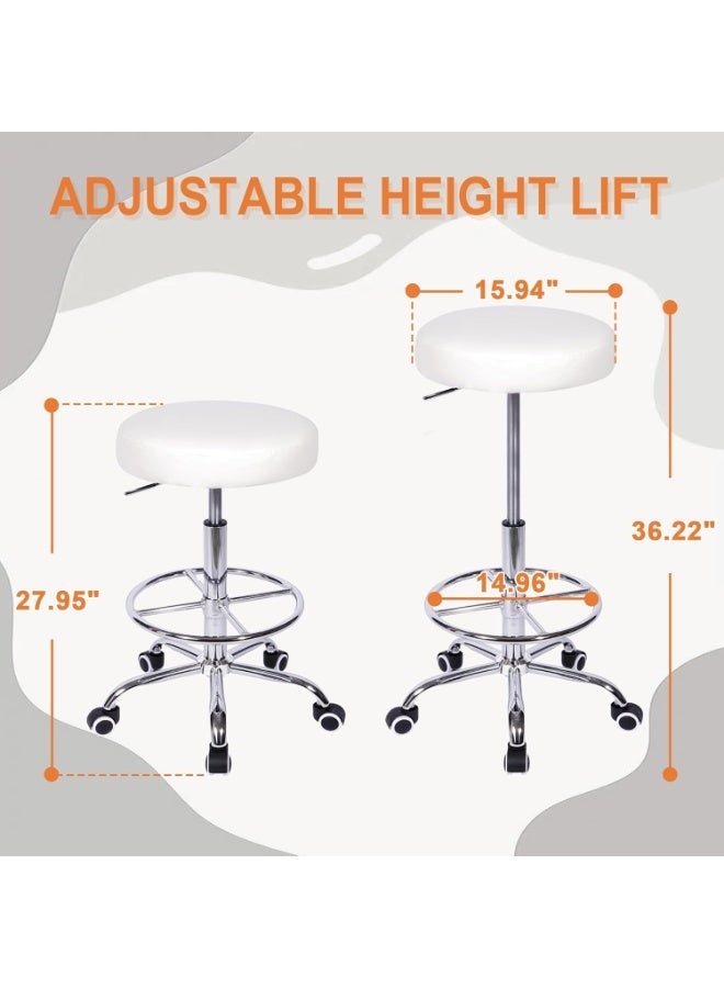 Set of 4 swivel chairs with wheels and footrest – adjustable height for offices, salons, homes, and medical use - Image 2