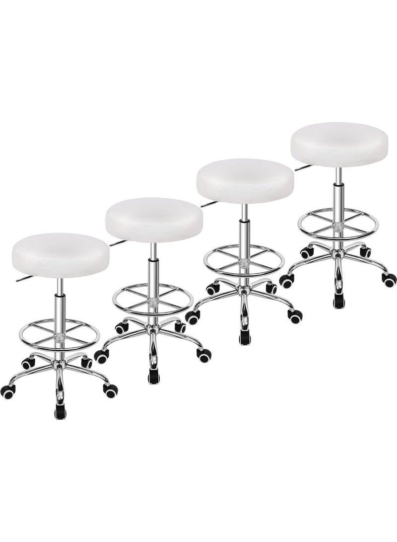 Set of 4 swivel chairs with wheels and footrest – adjustable height for offices, salons, homes, and medical use - Image 1