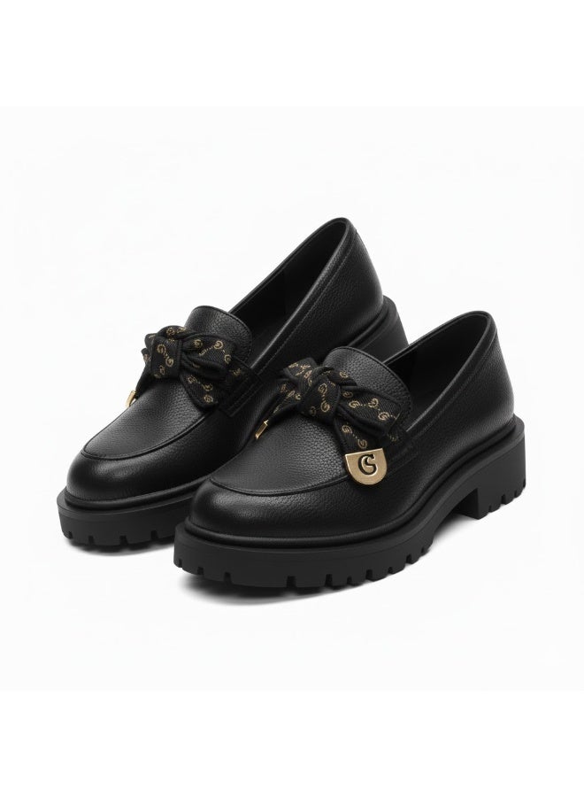 Luxurious women's loafer with elegant lace-up detailing and sophisticated metal embellishment - available in various colors and sizes - Image 3