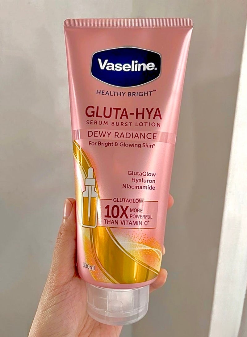 Vaseline Healthy Bright Gluta-Hya Serum Burst Lotion Dewy Radiance 330ml MADE I N THAILAND - Image 2