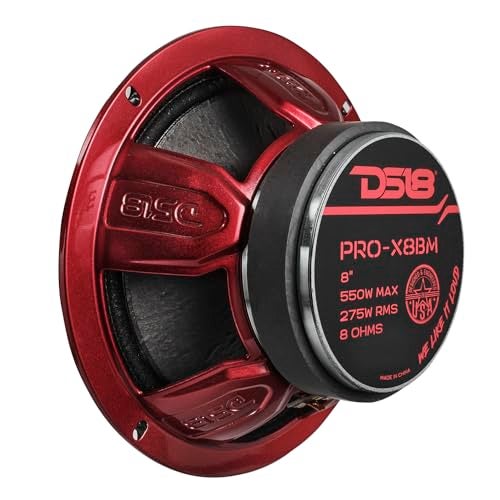 DS18 PRO-X8BM Loudspeaker - 8", Midrange, Red Aluminum Bullet, 550W Max, 275W RMS, 8 Ohms - Premium Quality Audio Door Speakers for Car or Truck Stereo Sound System (1 Speaker) - Image 4