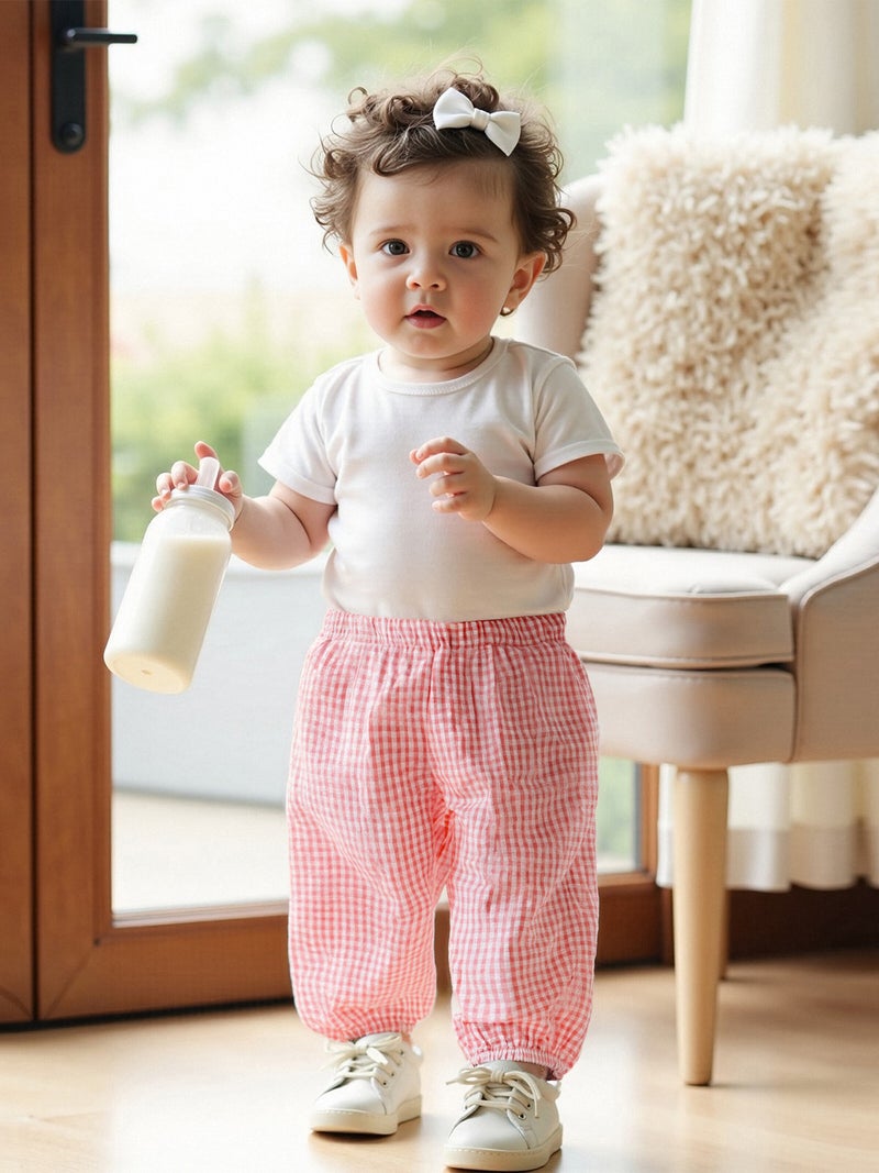 Kids Girls Boys Jogger Pants Loose Plaid Print Elastic Waist Trousers Casual Bottoms for Toddler Newborn Infant - Image 4