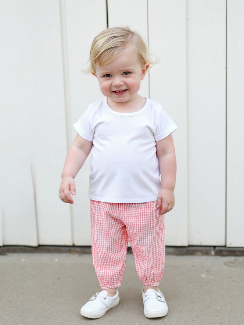 Kids Girls Boys Jogger Pants Loose Plaid Print Elastic Waist Trousers Casual Bottoms for Toddler Newborn Infant - Image 1