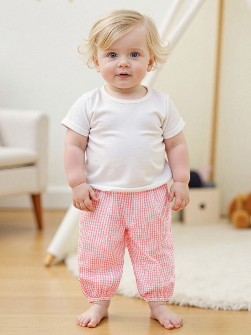 Kids Girls Boys Jogger Pants Loose Plaid Print Elastic Waist Trousers Casual Bottoms for Toddler Newborn Infant - Image 3
