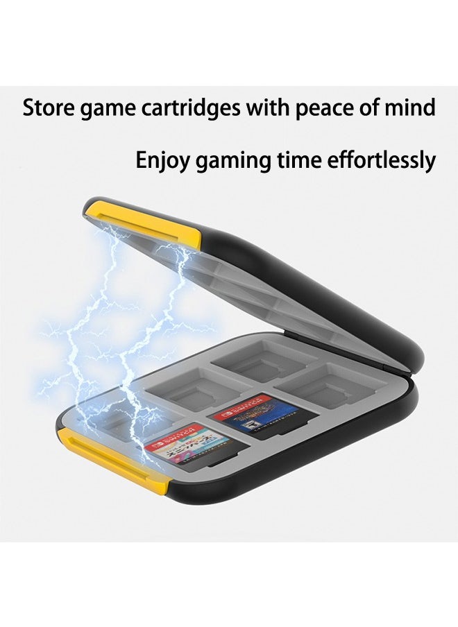 Colorskin Games Card Case Cartoon Magnetic Game Card Box for Nintendo Switch& Switch OLED Game Card or Micro SD Memory Cards Carrying Storage Case 12 in 1 Magnetic Suction Game Card Box Black/Yellow  - Image 2