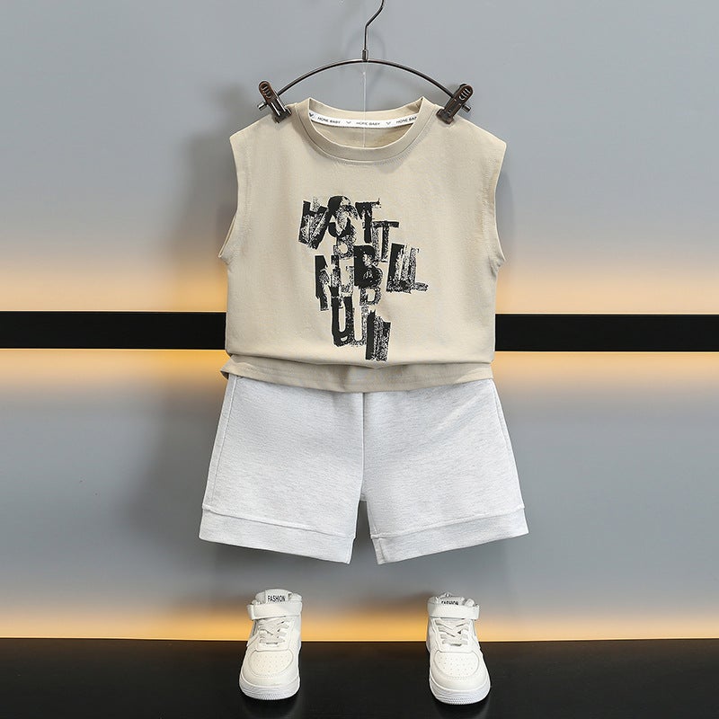 Boys Summer Sports Suit Handsome Kidsren'S Vest Fashionable Baby Summer Thin Sleeveless Vest - Image 3