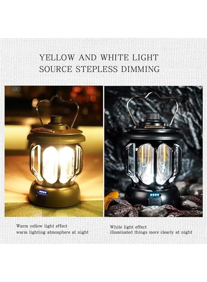 PROMASS Camping Lantern, Portable Waterproof LED Lamps, USB Rechargeable Cable Flashlight Hanging Lights, Retro Dimmable Tent Lanterns for Indoor Outdoor Home Light Power  - Image 4