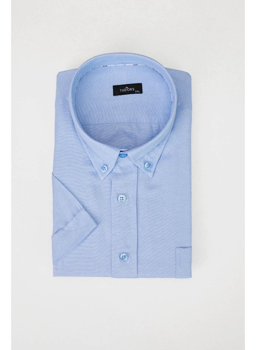 Plus Size Short Sleeve Single Pocket Oxford Texture Button Collar Blue Summer Shirt - pzsku/Z654C8F29C61AEA465DE3Z/45/_/1725721407/44df90f6-fe73-4562-acbb-4d8eb95c0e63