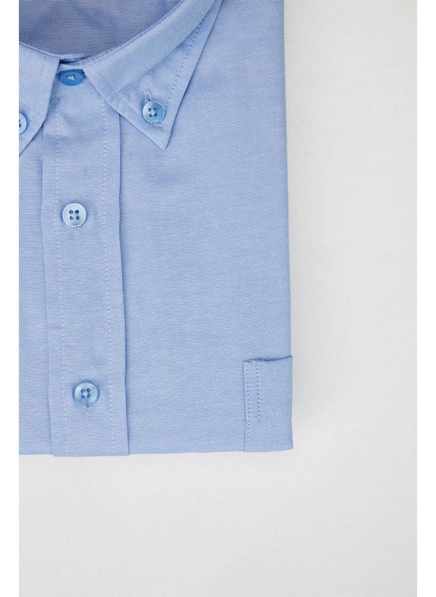 Plus Size Short Sleeve Single Pocket Oxford Texture Button Collar Blue Summer Shirt - pzsku/Z654C8F29C61AEA465DE3Z/45/_/1725721420/d35e5414-1159-45f4-bf13-36b9f8737458