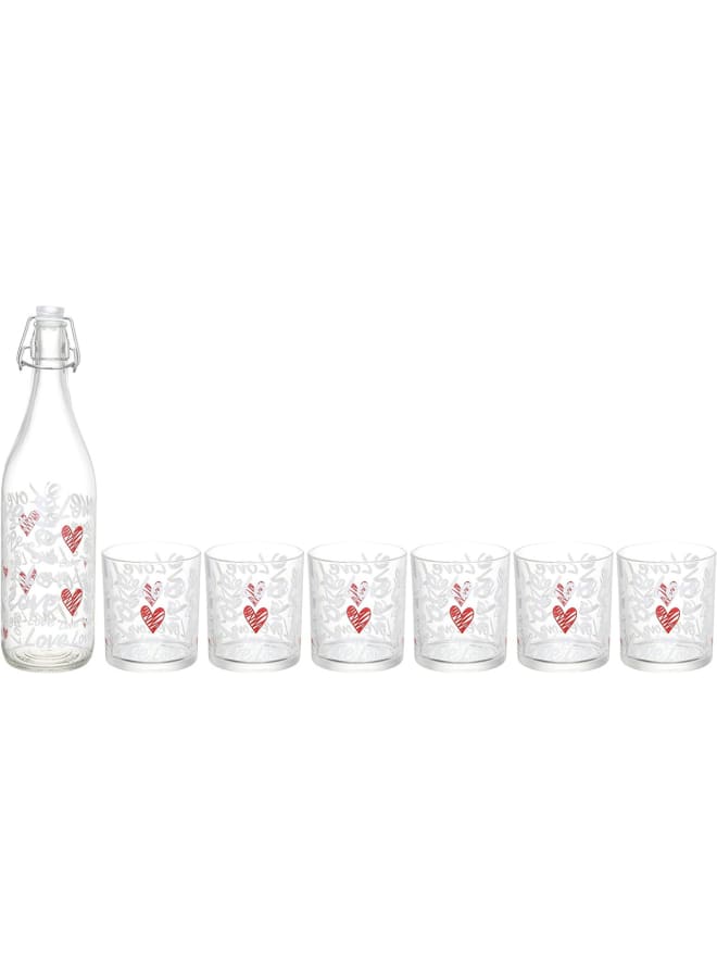 طقم  7 ق.  (زجاجة بالكليبس +6 كوب)  كورازون